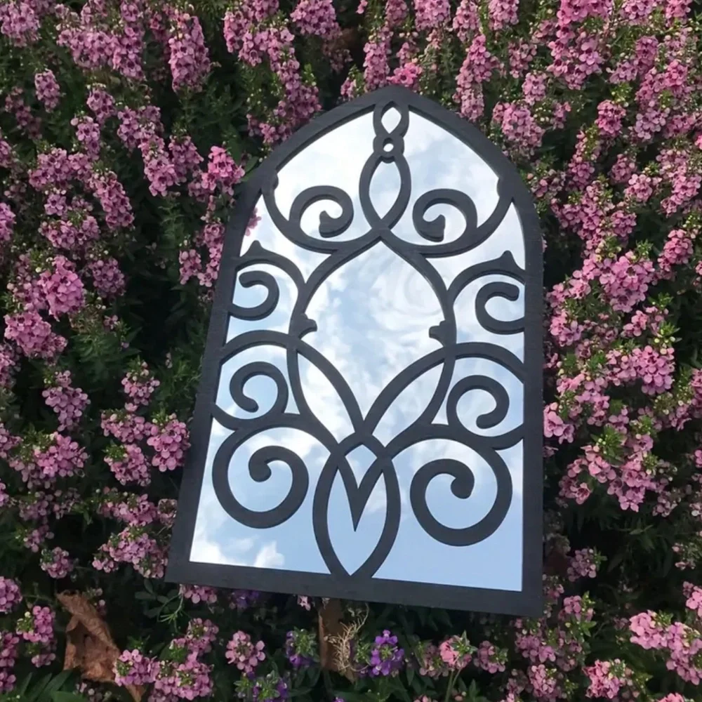 NEW! Cathedral Style Wall Hanging Mirror with Scrolls!